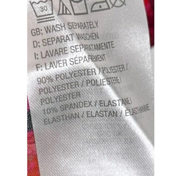 BOB MACKIE Wearable Art Slinky Pink Palm Print Dress Resort Tropical - Sz S - Picture 6 of 6